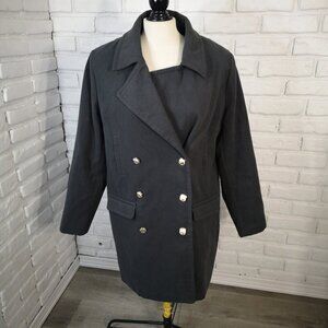 JustFab Ladies Size Large Dark Grey 3 Button Front Closure Lined Coat